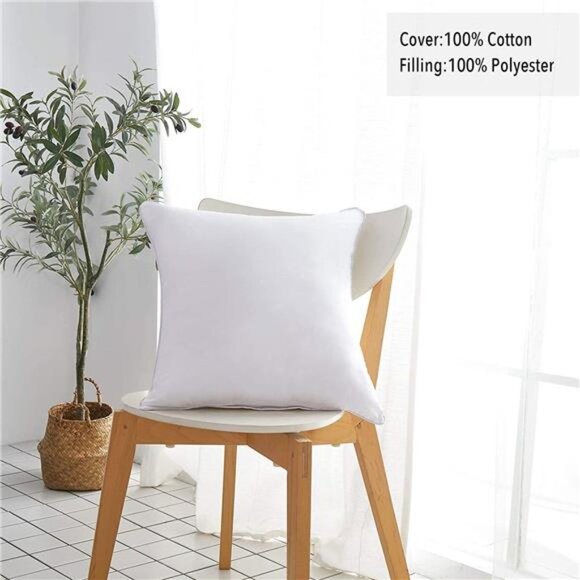 Throw Pillow Inserts with 100% Cotton Cover -20 Inch Square Interior Sofa Pillow - Picture 3 of 6